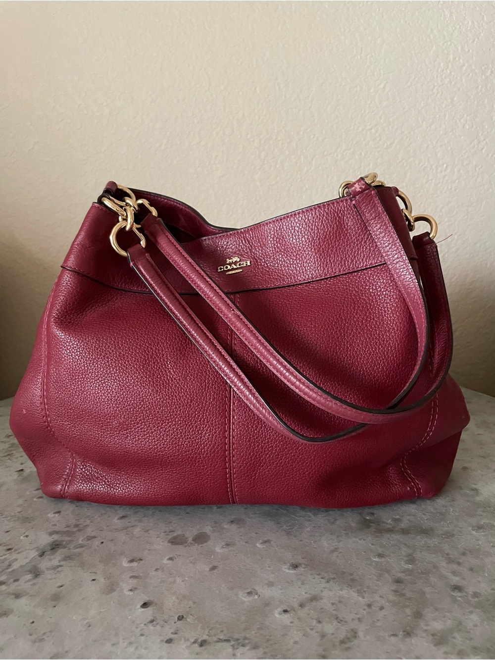 Gorgeous Coach Pebbled Leather Bag Purse In EUC - Picture 3 of 16